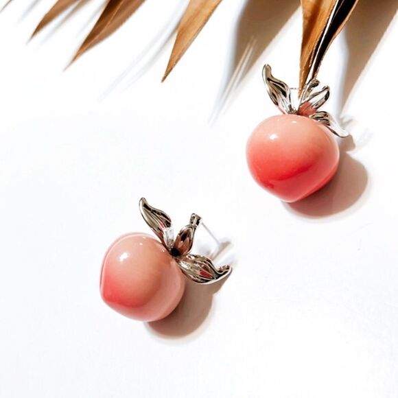 Peach stud earrings #877 - Picture 3 of 4